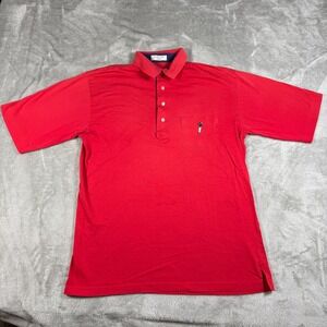 Vintage Robinsons Golf Polo Mens Medium Red Embroidered Short Sleeve Shirt 90s